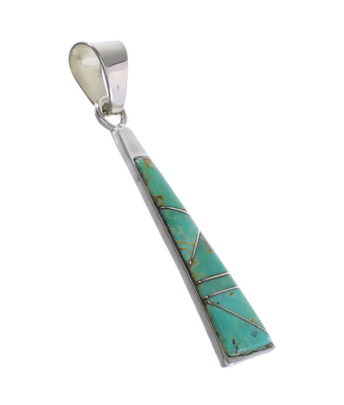 Turquoise Inlay Southwestern Jewelry Genuine Sterling Silver Pendant AX95504